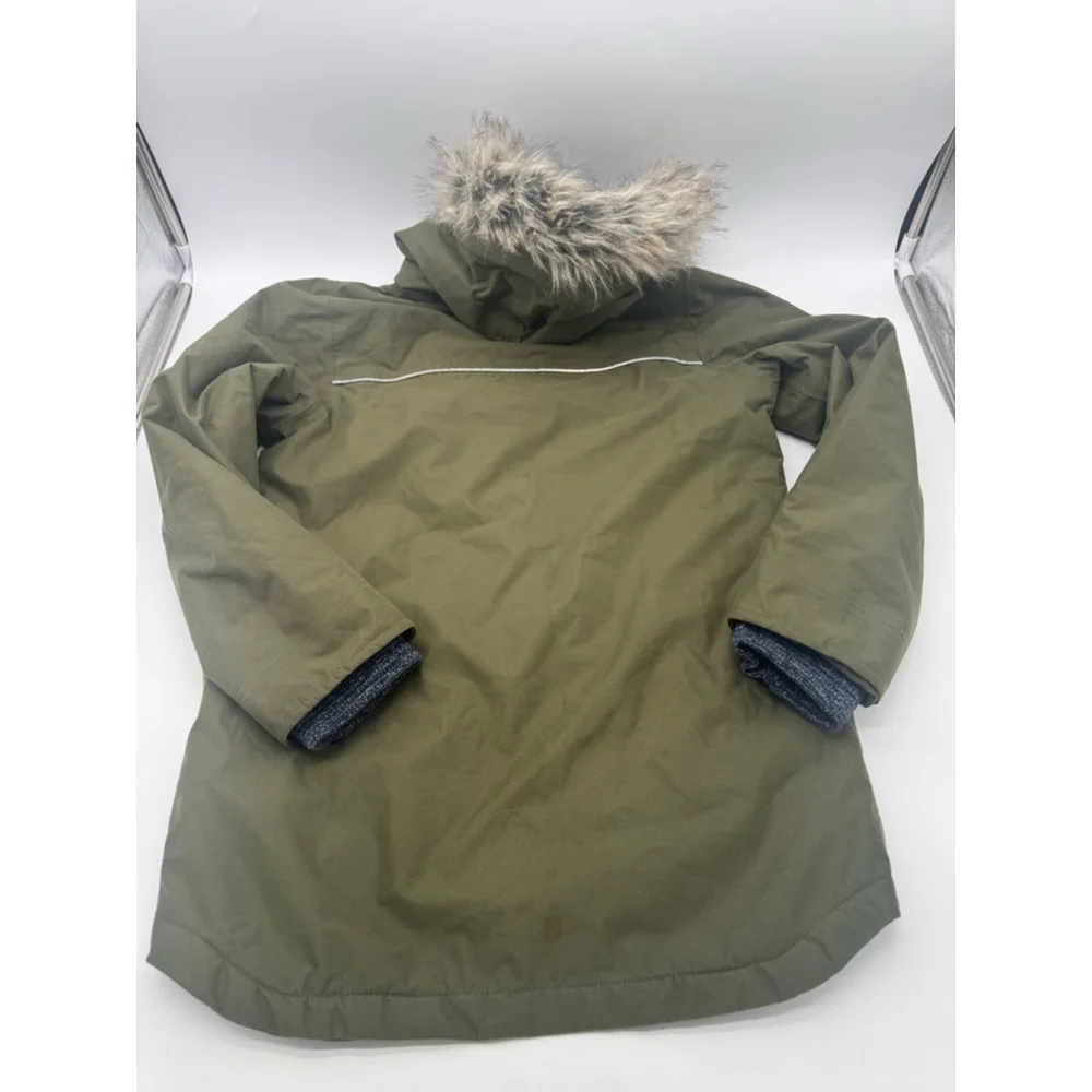 Boys Boden Waterproof Parker with Faux Fur Hood Size 11/12 Olive Green - Picture 8 of 10